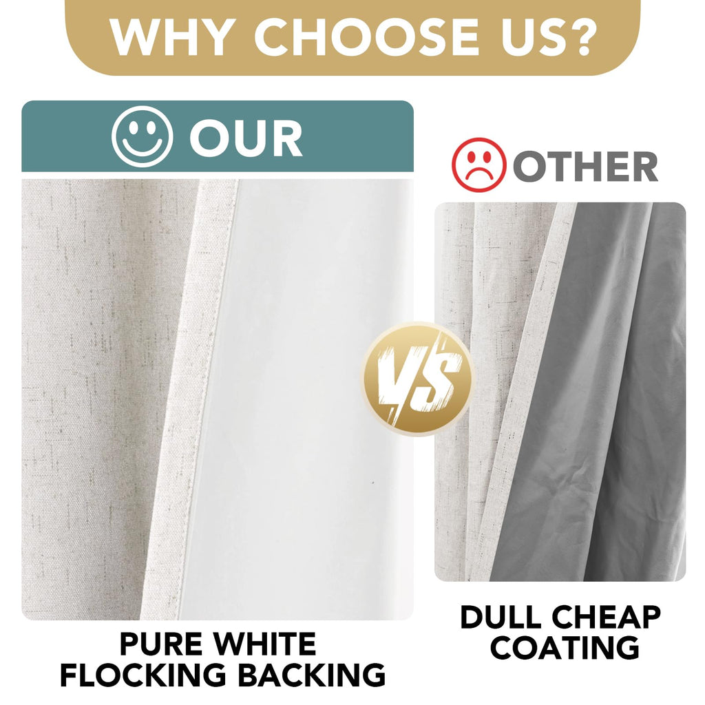 H.VERSAILTEX Blackout Curtains, Durable Thick Textured Look 100% Blackout Patio Door Curtain, Grommet Extra Wide Sliding Door Curtain Panel Long Curtains, W100 x L108 inch- Ivory
