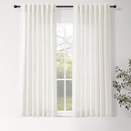 Neutral Linen Curtains 45 Inch Length for Living Room Bedroom Semi Sheer Light Filtering Sheer Curtain Modern Farmhouse Decor Privacy Drapes for Dinner Room Back Tab and Rod Pocket 52x45, 2 Panels