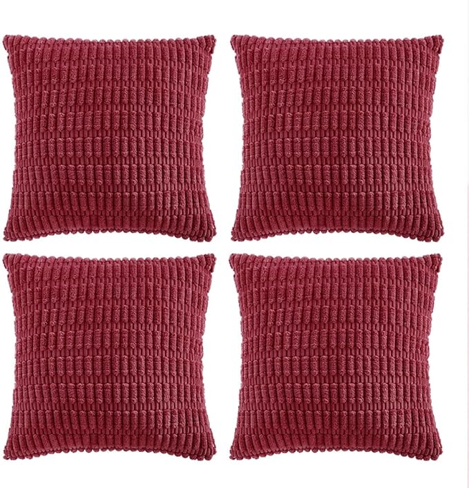 Fancy Homi 4 Packs Decorative Throw Pillow Covers for Living Room Couch Bed, Modern Farmhouse Boho Home Décor Accent Cushion Case, 18" x 18", Burgundy