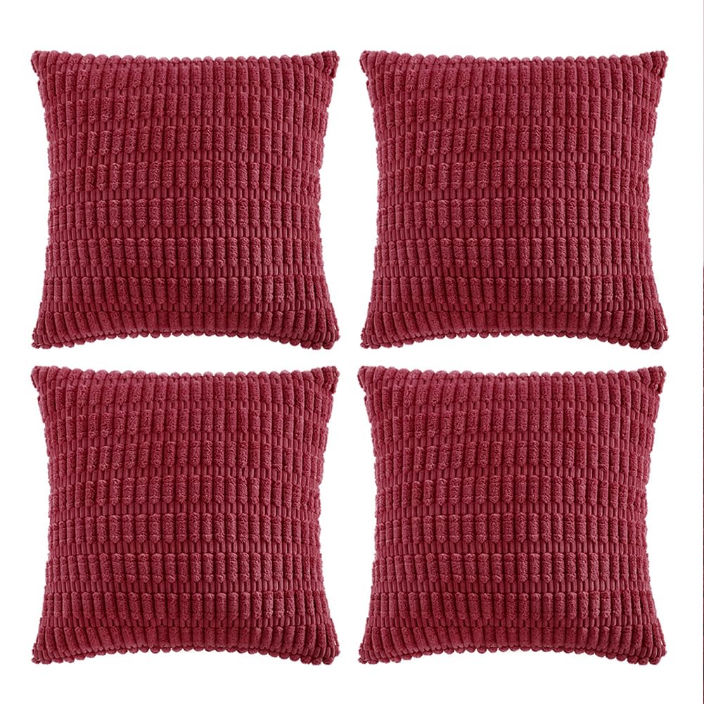 Fancy Homi 4 Packs Decorative Throw Pillow Covers for Living Room Couch Bed, Modern Farmhouse Boho Home Décor Accent Cushion Case, 26" x 26", Burgundy