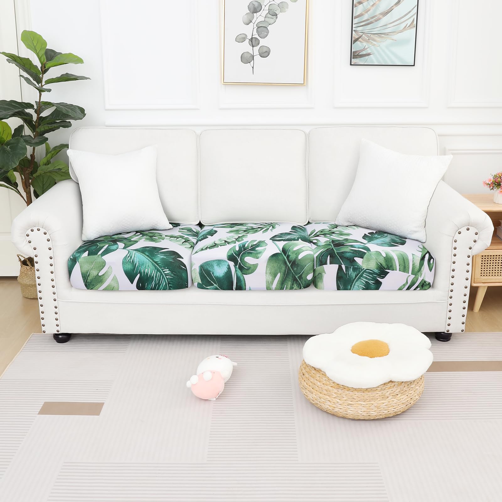 Smiry Printed Couch Cushion Covers, Stretch Couch Covers for Sofa