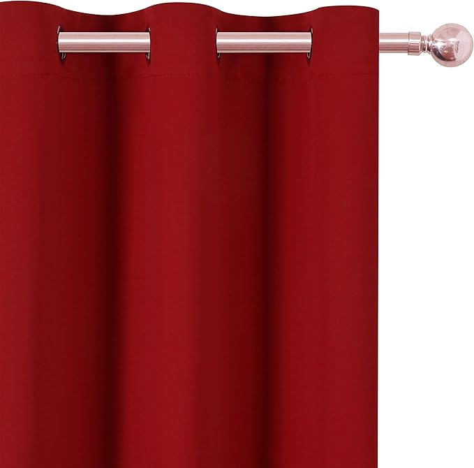LEMOMO Red Blackout Curtains/52 x 63 Inch/Set of 2 Panels Room Darkening Curtains Thermal Insulated Living Room Curtains