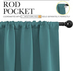 NICETOWN Blackout Curtain for Kitchen Window - Function Thermal Insulated Blackout Panels for Bedroom - 1 Pair, Sea Teal - Rod Pocket Style - 42 by 84 inches