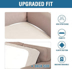 H.VERSAILTEX Super Stretch Individual Seat Cushion Covers - Sofa Couch Cushion Slipcover Sets - Thick Jacquard Textured Twill Fabric - Large (2 Piece, Ivory)