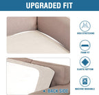 H.VERSAILTEX Super Stretch Individual Seat Cushion Covers - Sofa & Couch Cushion Slipcover Sets - Thick Jacquard Textured Twill Fabric (3 Piece XL, Ivory)