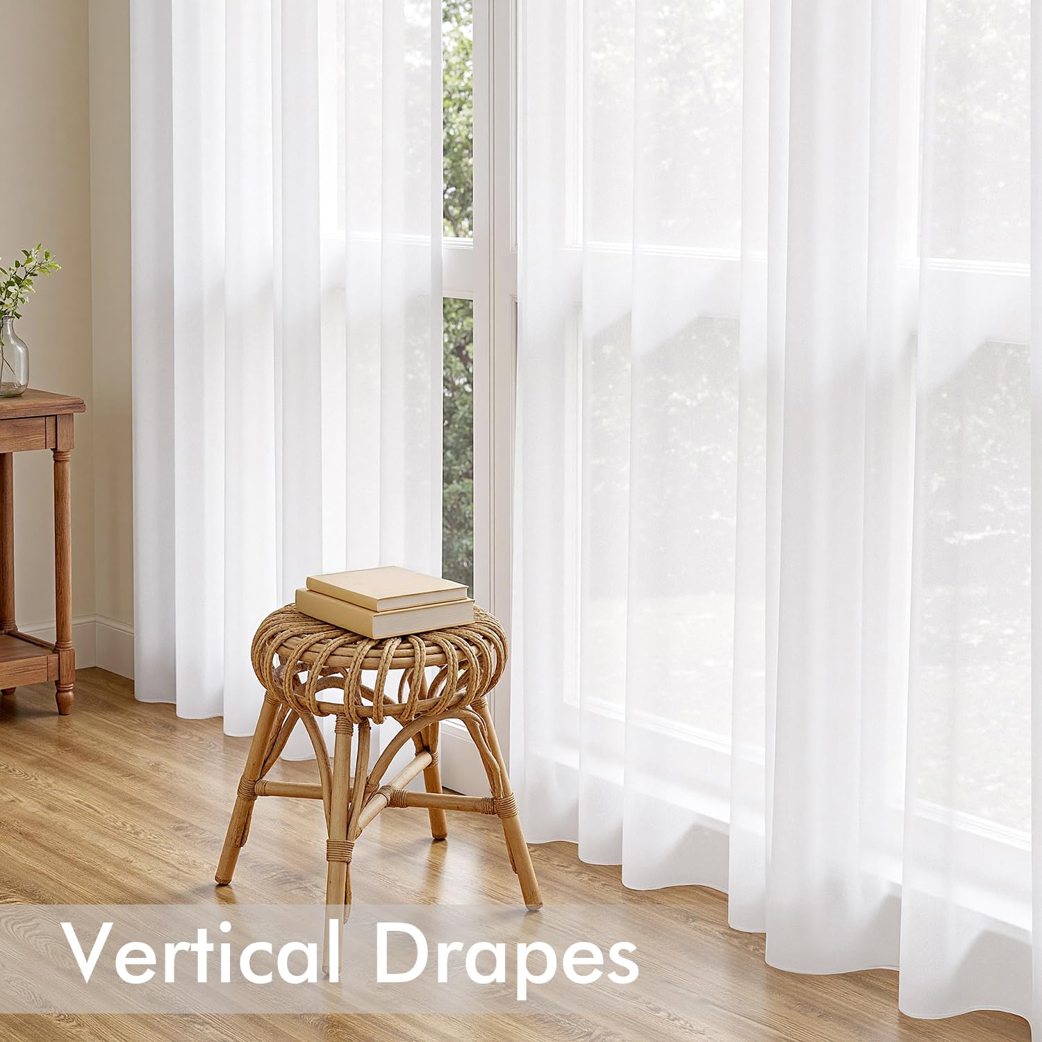 MIULEE White Sheer Curtains 90 Inches Long 4 Panels 42 x 90 Inches