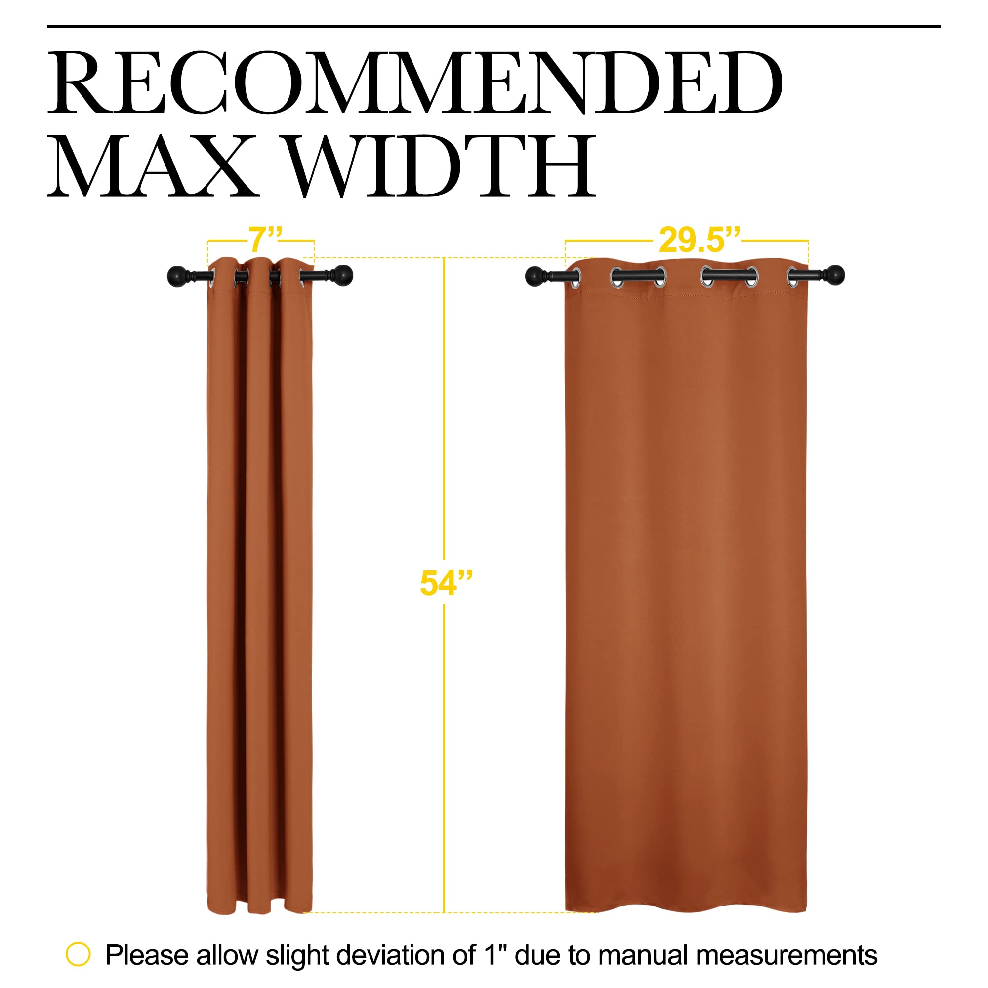 NICETOWN Blackout Halloween Draperies Curtains for Girls Room, Nursery Essential Thermal Insulated Grommet Top Blackout Panels (Burnt Orange, 1 Pair, 34 x 54 inches)
