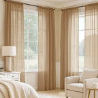 MIULEE Brown Sheer Curtains 90 Inches Long 4 Panels 42 x 90 Inches