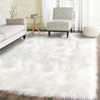 Latepis Large Area Rugs 6.7x10 Big White Faux Sheepskin Fur Rug for Living Room Washable Fluffy Rug for Bedroom High Pile Plush Shaggy Rugs Home Décor Rectangle