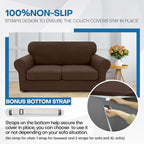 XINEAGE 2026 New 4 Pieces Extra Large Couch Covers for 3 Cushion Sofa Super Stretch Sofa Cover for 3 Large Seat Cushion Universal Fitted Slip Cover for Living Room (Coffee), 91"-110"(3 Cushions)
