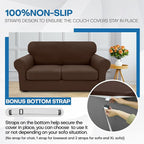 XINEAGE 2026 New 4 Pieces Couch Covers for 3 Cushion Couch Super Stretch Thick Soft Sofa Cover Anti Slip Sofa Slipcover Dogs Cats Furniture Protector (Coffee, 71"-91")