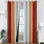 Estelar Textiler Burnt Orange and Greyish White Ombre Blackout Curtains & Drapes for Living Room, Thermal Insulated Grommet Energy Saving Window Gradient Curtains for Bedroom, 52Wx108L, 2 Panels