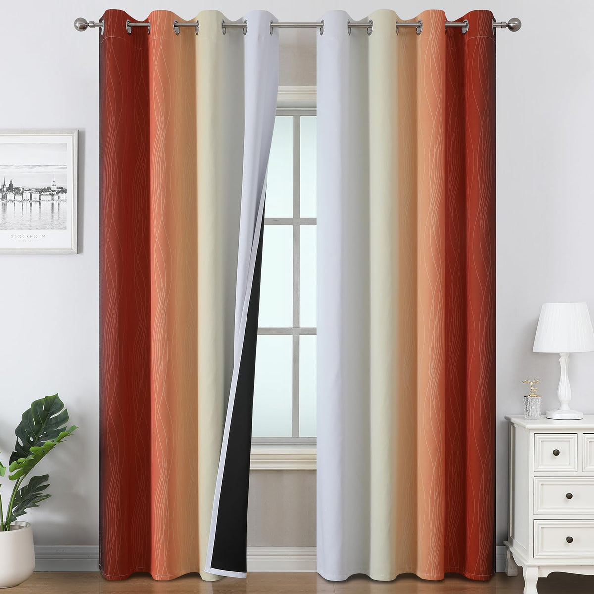Estelar Textiler Pink and Blue Ombre Curtains for Bedroom 96 Inch Long