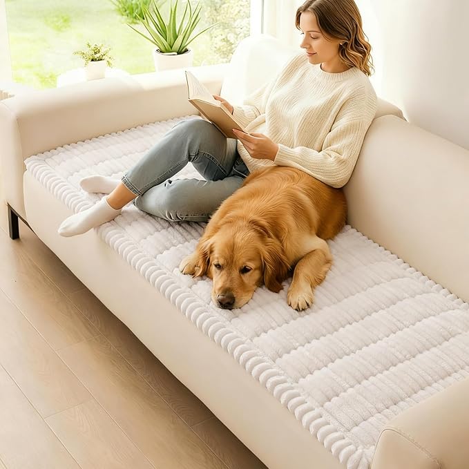 hyha Couch Cover for Dogs, Washable Non Slip Plush Flannel Sofa Protector