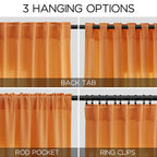 Nanspring Orange Linen Curtains for Bedroom Back Tab Light Filtering Privacy Sheer Curtains Modern Farmhouse Decor Linen Blend Textured Gauze Curtain for Living Room 2 Panels Set 52x72