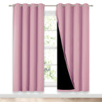 NICETOWN Crystal Pink Full Shade Curtain Panels, Pair of Energy Smart & Noise Blocking Out Blackout Drapes for Dining Room Window, Thermal Insulated Guest Room Lined Window Dressing(52 x 72 inch)