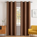 MIULEE 90" Long Blackout Curtains for Bedroom Living Room Thermal Insulated Room Darkening Mocha Grommet Top Solid Light Blocking Drapery Set of 2 Window Panels, Cappuccino Brown