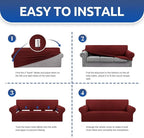 KEKUOU Stretch Loveseat Sofa Cover Slipcover,Couch Covers for 2 Cushion Couch Sofa (55"-78") Furniture Protector Sofa with Elastic Bottom for Kids,Dog. Jacquard Small Checked (Medium,Dark Red)