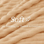 BEDELITE Twin Blanket for Couch & Bed, 300GSM Soft & Warm Fleece Blanket, Decorative and Giftable Striped Blush Sand Blankets for Women, Men, 60"x80"