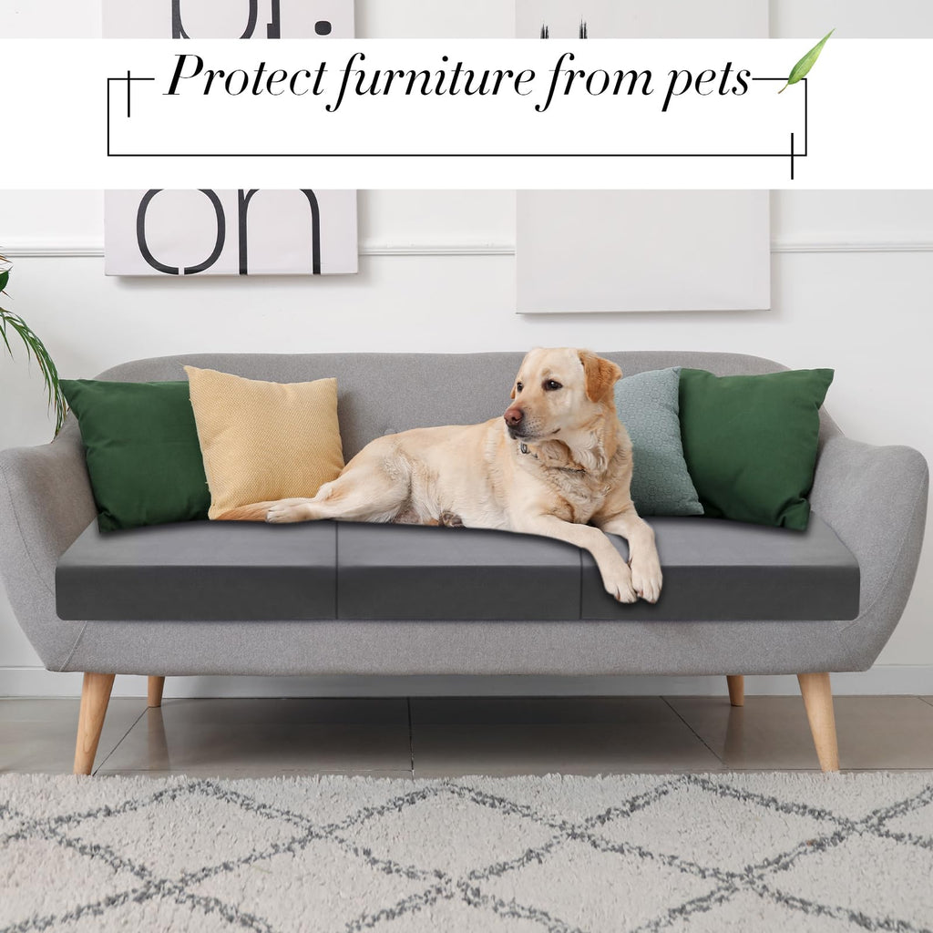 Newwiee Set of 4 Stretch Patio Cushion Covers Sofa Couch Seat Chair Slipcovers Cushion Cover Replacement Furniture Protector for Pets Washable(Dark Grey,Seat Cover,Solid)