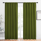 NICETOWN Window Curtains Blackout Drapes, Olive, 1 Pair, 52 by 84-Inch, Thermal Insulated Solid Rod Pocket Blackout Curtains/Draperies for Living Room