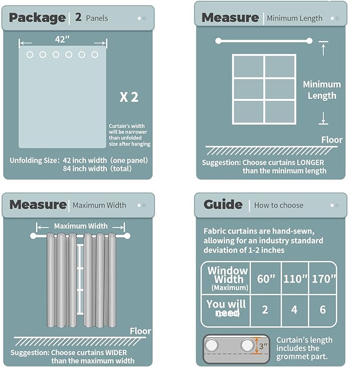 BGment Sky Blue Room Darkening Curtains 84 Inch for Living Room - 2 Panels