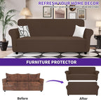 ZNSAYOTX Oversized Super Stretch Couch Cover (92"-115"), New Striped Sofa Covers Comfortable & Durable, Dog Cat Pets Friendly Extra Large Spandex Sofa Slipcovers (Coffee, XL Sofa)