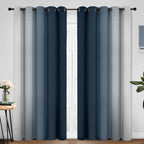 Yakamok Ombre Curtains Navy Blue and Greyish White for Living Room,70Wx84L