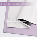 Yakamok Lilac 100% Blackout Curtains 63 Inches Long with 2 Thick Layers-Light Purple Room Darkening Thermal Insulated Window Curtain Set of 2 Panels for Bedroom Living Room 38x63 Inches,Lavender