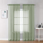 OVZME Sage Green Sheer Curtains 90 Inches Long 2 Panels - Soft Light Filtering Window Sheer Panels for Living Room/Bedroom, Top Dual Rod Pocket, 1 Pair, Each 42Wx90L Inches