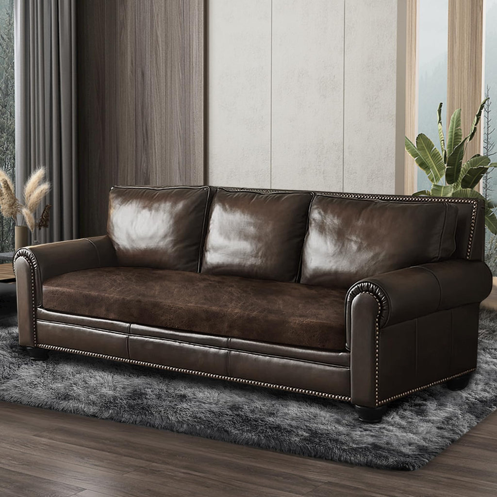 ANARACHON Leather Look Couch Cushion Covers Sofa Seat Slipcovers Sets Couches Furniture Protector for Sectional Armchair Loveseat Pets Kids Stretch (1 Cushion XL Sofa, Brown)