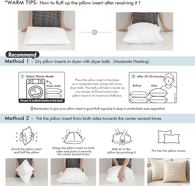 MIULEE 26x26 Inches Pillow Inserts Pack of 2, Decorative Throw Pillow Inserts for Couch