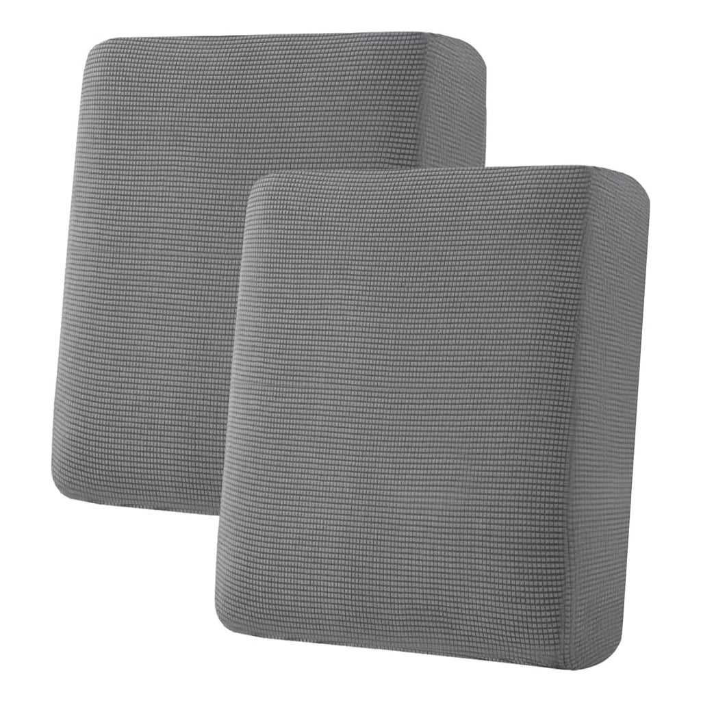 H.VERSAILTEX Super Stretch Individual Seat Cushion Covers Sofa Couch Slipcover Sets Thick Jacquard Textured Twill Fabric (2 Piece Medium Covers, Grey)