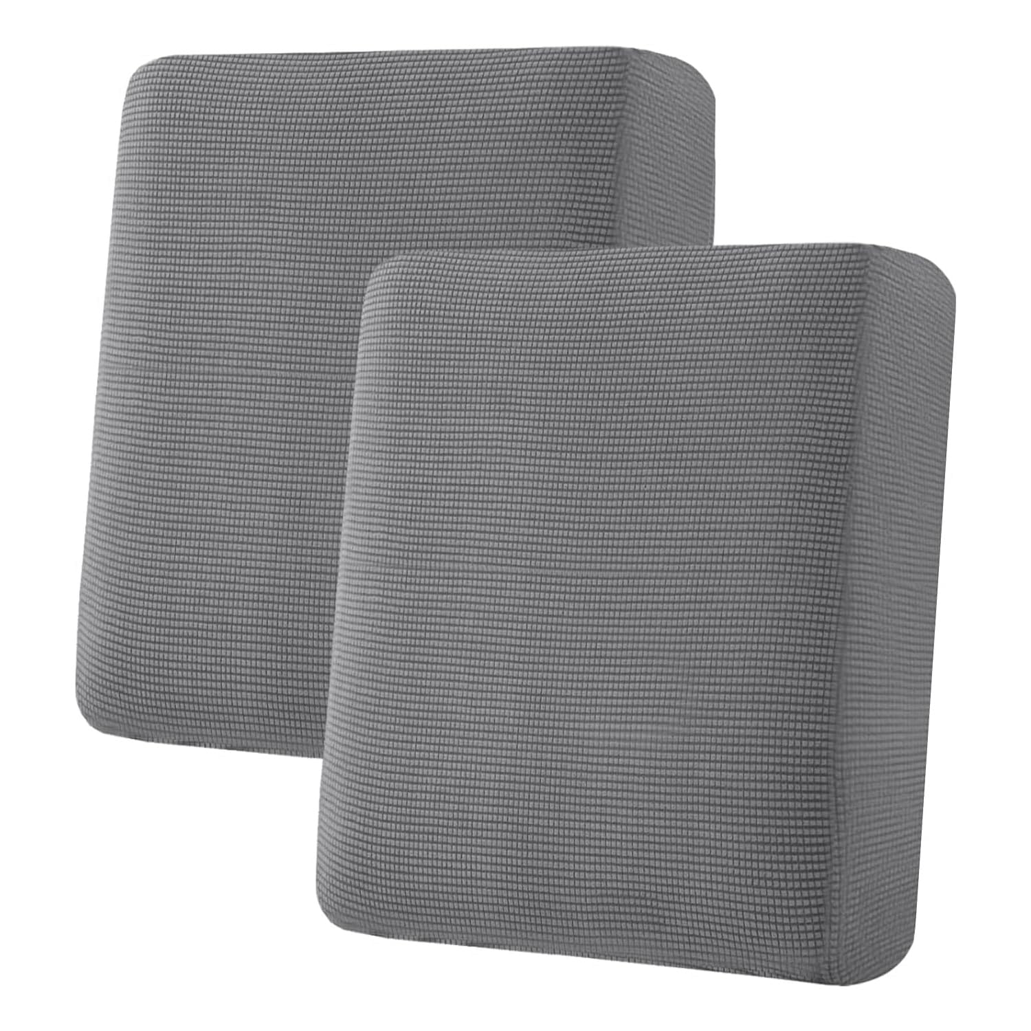 H.VERSAILTEX Super Stretch Individual Seat Cushion Covers Sofa Couch Slipcover Sets Thick Jacquard Textured Twill Fabric (2 Piece Medium Covers, Grey)