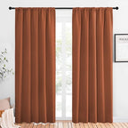NICETOWN Blackout Curtains and Drapes - Thermal Insulated Solid Rod Pocket Blackout Draperies/Panels (Burnt Orange, 1 Pair, 52 by 84 inches)