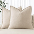 MIULEE Decorative Linen Pillow Covers 18x18 Inch Natural Beige Boho Farmhouse Neutral Couch Throw Pillows for Bed Pack of 2 Accent Modern Pillowcase Sofa Livingroom Home Decor