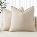 MIULEE Decorative Linen Pillow Covers 16x16 Inch Natural Beige