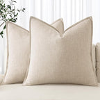 MIULEE Decorative Linen Pillow Covers 16x16 Inch Natural Beige