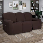 PureFit Super Stretch 3 Seats Recliner Chair Sofa Couch Cover with Pocket – Non Slip Soft Sofa Slipcover, Washable Spandex Reclining Furniture Protector for Kids, Pets (Recliner Sofa, Chocolate)
