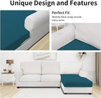 Easy-Going Stretch Sectional Couch Covers 1 Piece Chaise Lounge Slipcover L Shape Separate Cushion Couch Seat Chaise Cover for Both Left/Right Sectional Couch Peacock Blue
