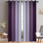 Yakamok Room Darkening Ombre Curtains 84 Inch Length, Purple and Greyish White Thermal Insulated Gradient Color Curtains,Light Blocking Grommet Window Drapes for Bedroom,52 Inch Width,2 Panels