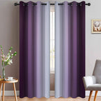 Yakamok Ombre Curtains Purple and Greyish White for Living Room,52Wx84L