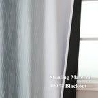 Stone Blue and Greyish White Blackout Curtains for Living Room 63 Inch Long