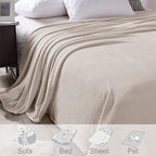 Exclusivo Mezcla Fleece Blankets Queen Size for Bed, Super Soft and Warm, All Season, Cozy, Plush, Lightweight, 90x90 Inches, Camel