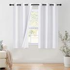 NICETOWN 100% Blackout Window Curtain Panels 45" Length, Set of 2, Snow White, 42 inches Wide, Thermal Insulated Drapes for Kitchen