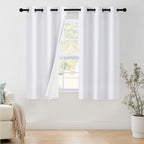 NICETOWN 100% Blackout Window Curtain Panels 48" Length, Set of 2, Snow White, 42 inches Wide, Thermal Insulated Drapes for Kitchen