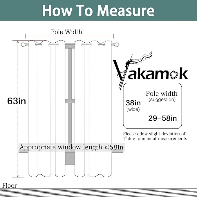 Yakamok Blackout Curtains 38x63 inch Greyish White Thermal Drapes-Bedroom