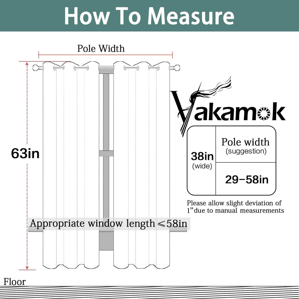 Yakamok Blackout Curtains 38x63 inch Light Beige Thermal Drapes-Bedroom