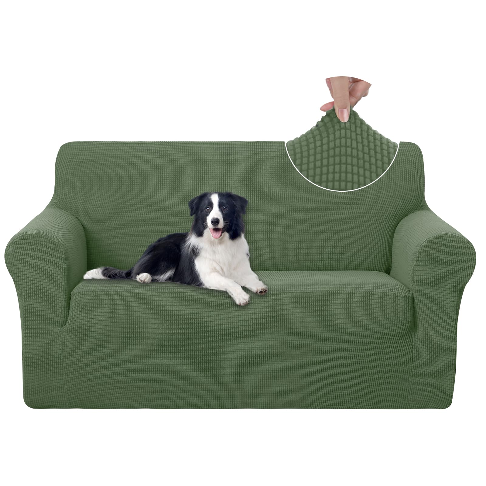 U-NICE HOME Loveseat Cover Stretch Couch Cover Sofa Slipcover, Loden Frost
