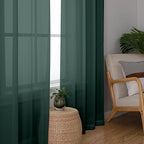 Chyhomenyc Hunter Green Sheer Curtains 96 inches Long 2 Panels, Light Filtering Soft Airy Solid Elegant Voile Window Treatment Drapes for Bedroom Living Room Wedding Party Decor, 42 Wx96 L, 8FT L